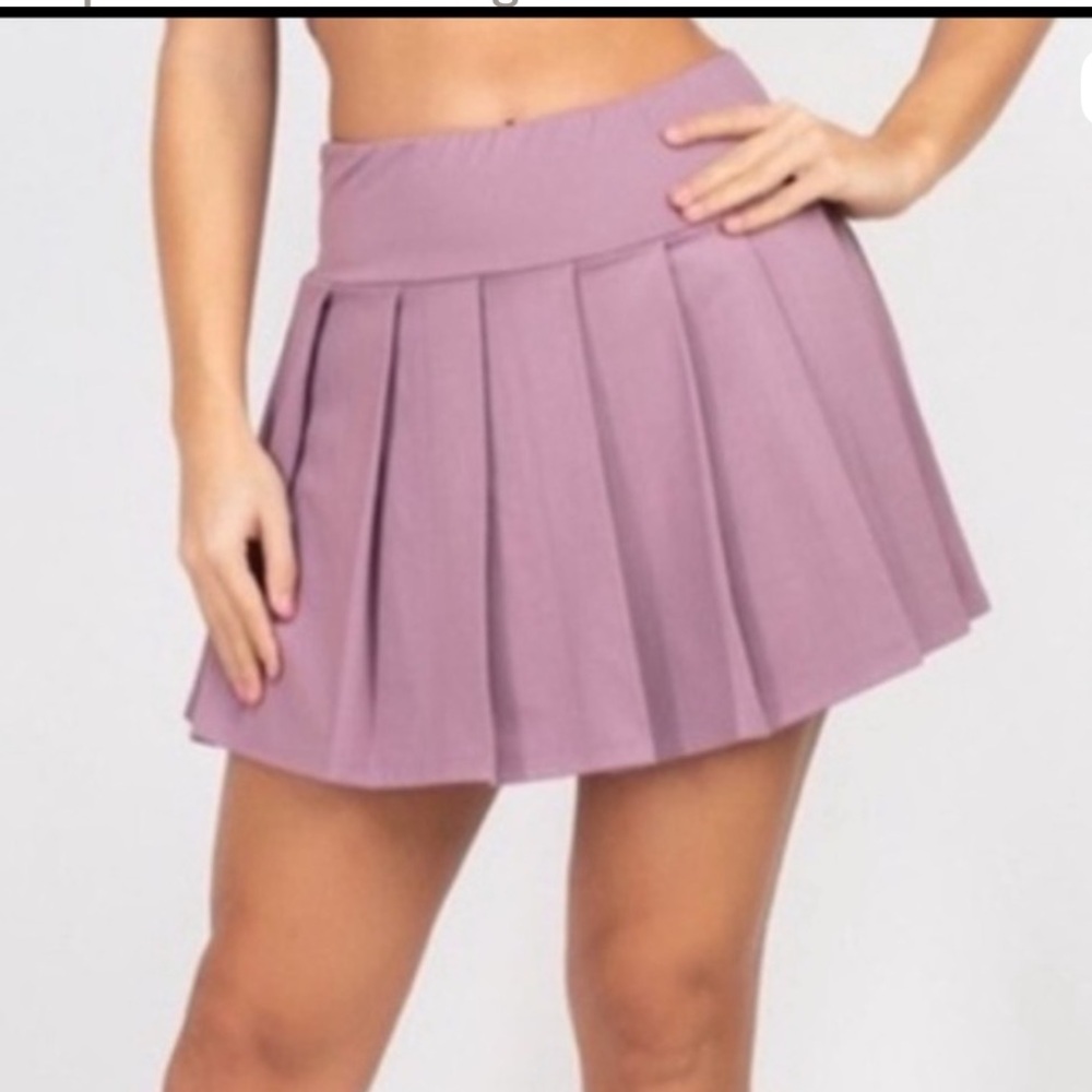 La Kottee Chic Mauve Skater Pleated Mini Skirt Skort